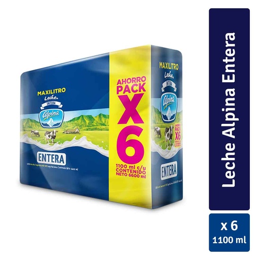 [011159] Leche Uht Alpina Entera 1100Ml 6Unidades