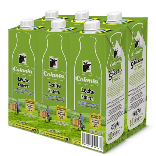 [051659] Leche Uht Colanta Entera Tetrapak 1000Ml 6 Unidades