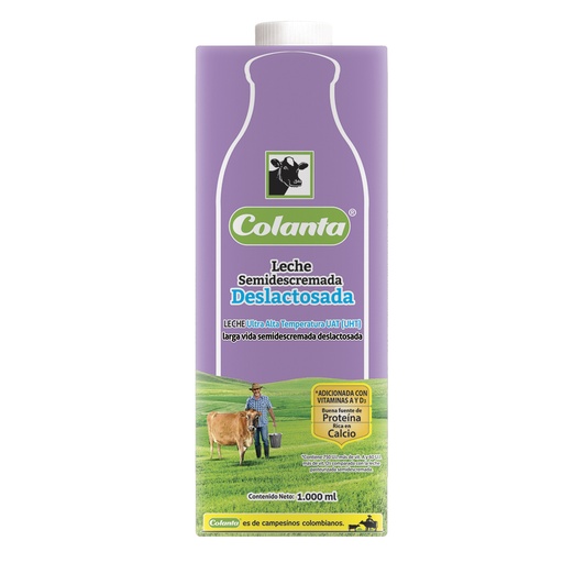 [051662] Leche Uht Colanta Semidescremada Deslactosada Tetrapak 1000Ml