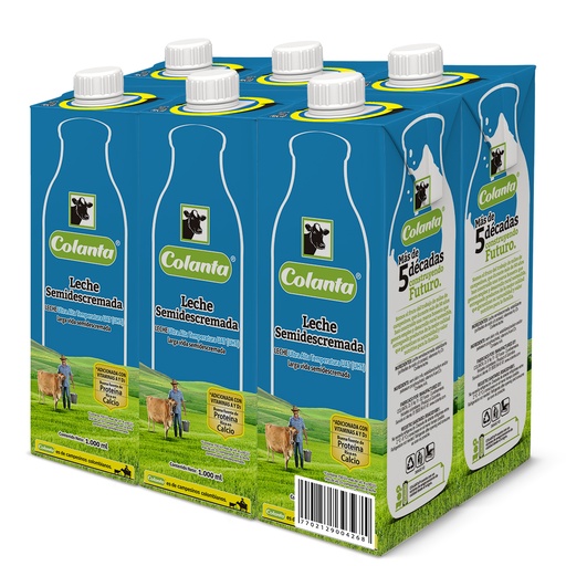 [051661] Leche Uht Colanta Semidescremada Tetrapak 1000Ml 6 Unidades