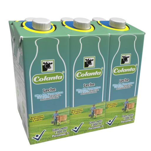 [051661] Leche Uht Colanta Semidescremada Tetrapak 1000Ml 6 Unidades
