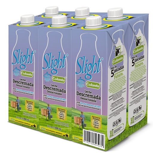 [051667] Leche Uht Colanta Slight Deslactosada Descremada Tetrapak 1000Ml 6 Unidades