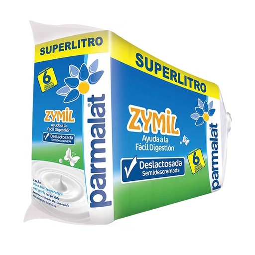 [004917] Leche Uht Zymil Parmalat Deslactosada Semidescremada Bolsa 6 Unidades 6600Ml