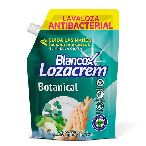 [052507] Lavaplatos Loza Crem Blancox Botanical  Líquido Doypak 720Ml
