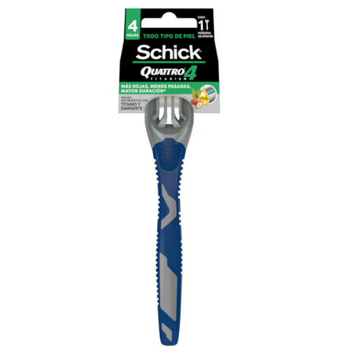 [020672] Maquina Afeitar Schick Quattro 4 Titanium 1 Unidad