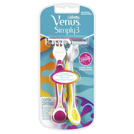 [013799] Maquina Depilar Venus Simply Desechable 2 Unidades