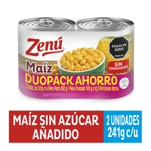 [051690] Maíz Tierno Zenú Lata 241Gr 2 Unidades
