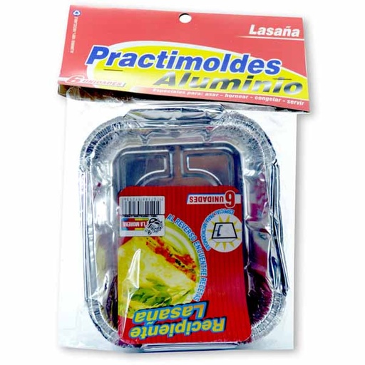 [002113] Molde Aluminio Lasaña La Morena 6 Unidades