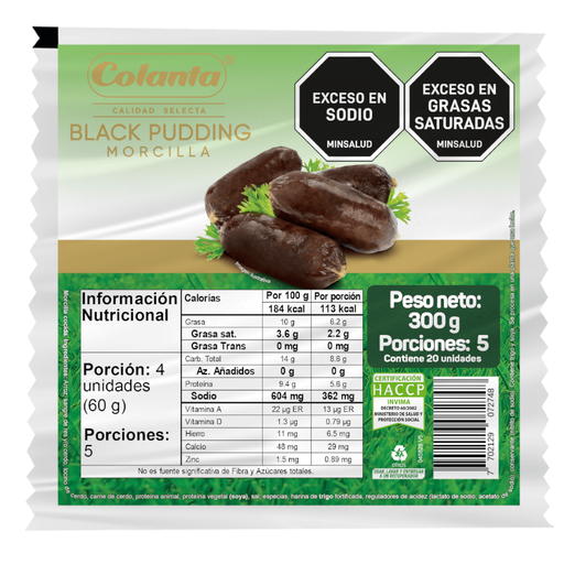 [014806] Morcilla Black Pudding Colanta Coctel 300Gr