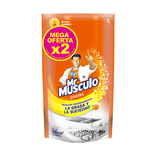 [049393] Mr Musculo Antigrasa Naranja Repuesto 2 Unidades 500Ml
