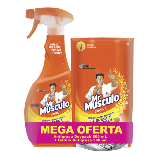 [012790] Mr Musculo Naranja Pistola 500Ml + Mr Musculo Repuesto 500Ml Mega Oferta