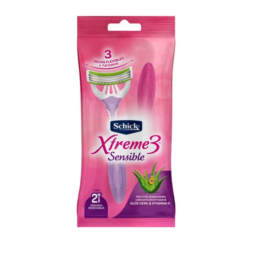 [052388] Máquina Afeitar Schick  Xtreme3 Mujer Sensible 2 Unidades