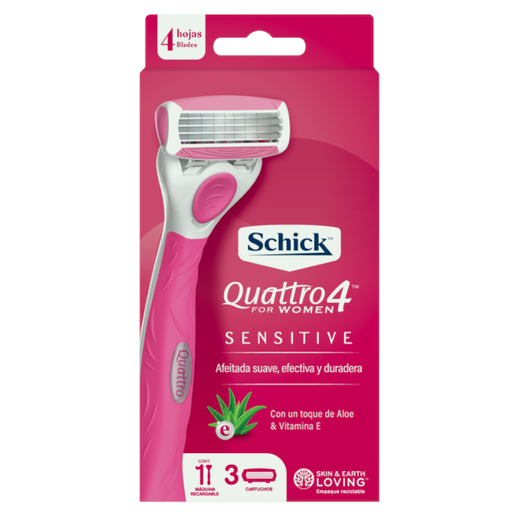 [052668] Máquina Depilar Schick Quattro4 Women Sensitive 1 Unidad + 3 Repuestos Precio Especial