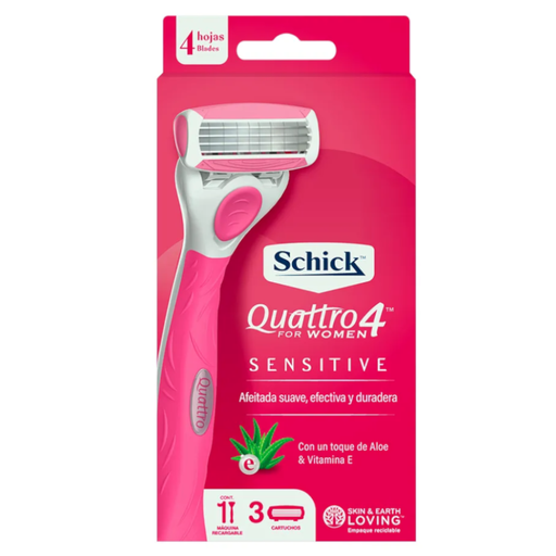 [052668] Máquina Depilar Schick Quattro4 Women Sensitive 1 Unidad + 3 Repuestos Precio Especial