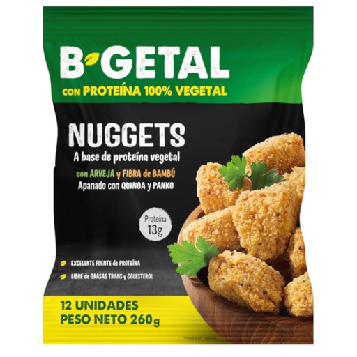 [053316] Nuggets A Base De Proteína B-Getal Con Arveja Y Fibra De Bambú 12 Unidades 260Gr