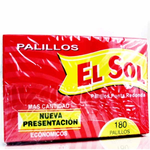 [000964] Palillos El Sol Caja 180 Unidades
