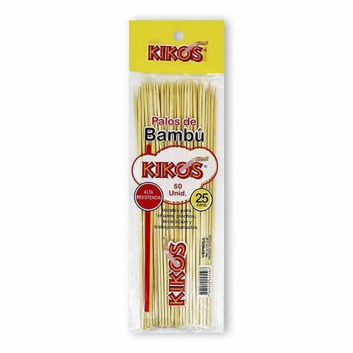[008090] Palos Bambu Chuzo Kikos 25Cm 50 Unidades