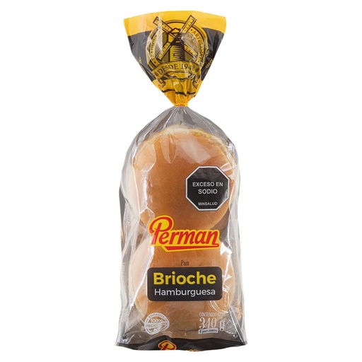 [048947] Pan Brioche Hamburguesa Perman 4 Unidades 340Gr