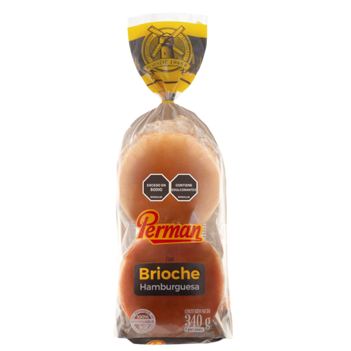 [048947] Pan Brioche Hamburguesa Perman 4 Unidades 340Gr
