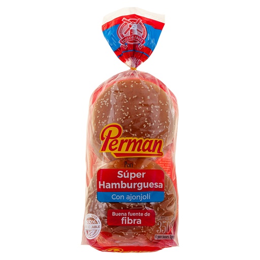 [003042] Pan Super Hamburguesa Perman Ajonjolí 300Gr