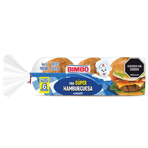 [051510] Pan Súper Hamburguesa Ajonjolí Bimbo 525Gr