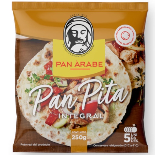 [041103] Pan Árabe Pita Integral 5 Unidades 250Gr