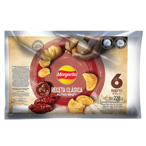 [048575] Papas Margarita Receta Clásica Alitas Bbq 6 Unidades 228Gr