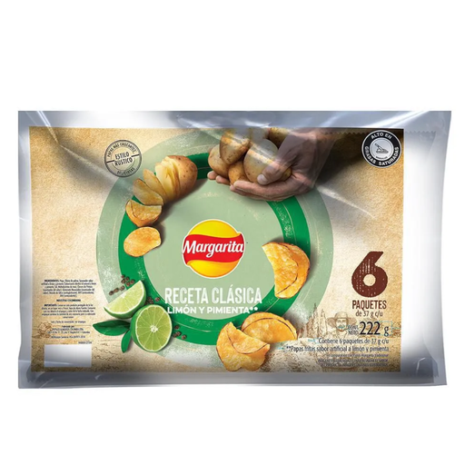 [049326] Papas Margarita Receta Clásica Limon Pimienta 6 Unidades 222Gr