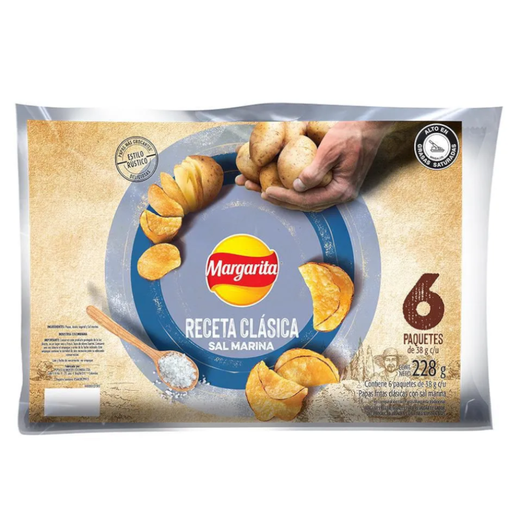 [048576] Papas Margarita Receta Clásica Sal Marina 6 Unidades 228Gr