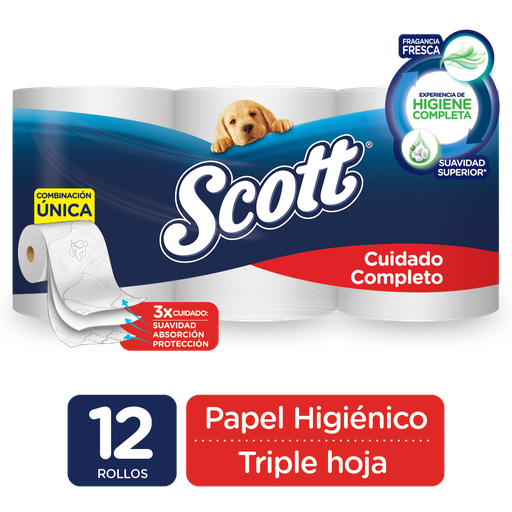 [044457] Papel Higiénico Scott Cuidado Completo 12 Unidades