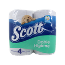 Papel Higiénico Scott Doble Higiene 4 Unidades