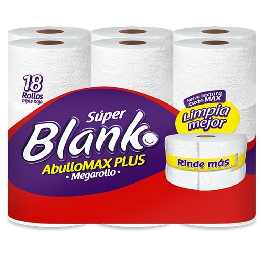 [017668] Papel Higiénico Super Blanko Abullonado Mega 18 Unidades
