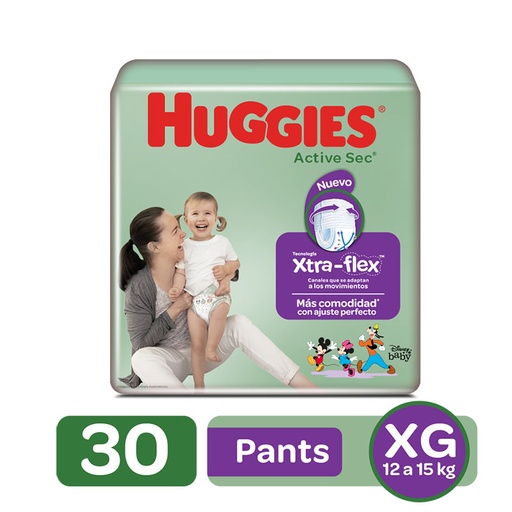 [050814] Pañal Huggies Pants Active Sec Xg 30 Unidades