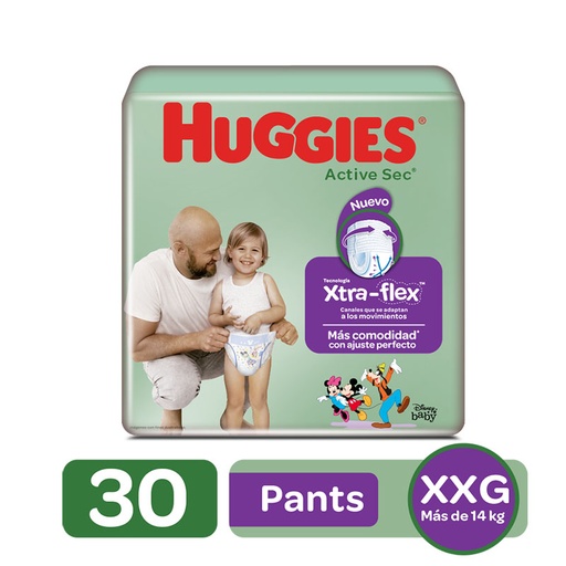[050815] Pañal Huggies Pants Active Sec Xxg 30 Unidades