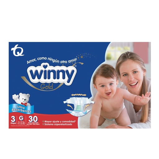 [052357] Pañal Winny Gold Etapa 3 30 Unidades + 10 Toallitas