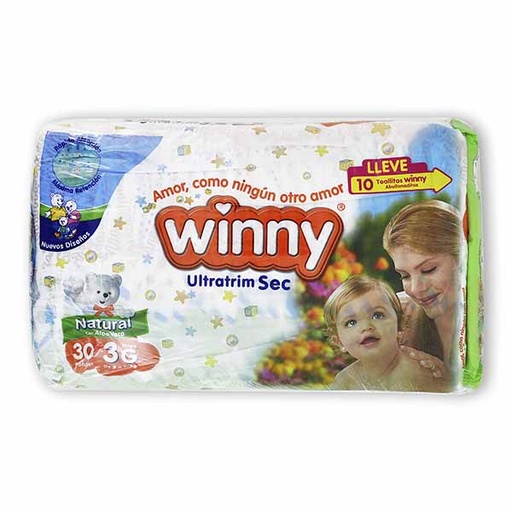 [014369] Pañal Winny Sec Etapa 3 30 Unidades Gratis Toallitas