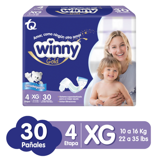 [052358] Pañal Winny Ultrim Gold Etapa 4 GX 30 Unidades