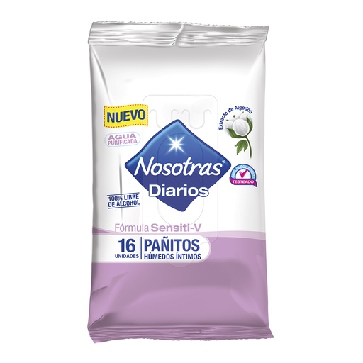 [049587] Pañitos Húmedos Nosotras Sensiti-V 16 Unidades