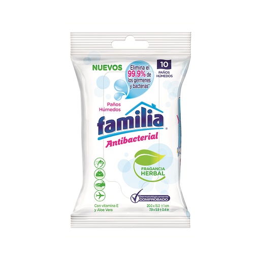 [040755] Paños Húmedos Familia Antibacterial 10 Unidades