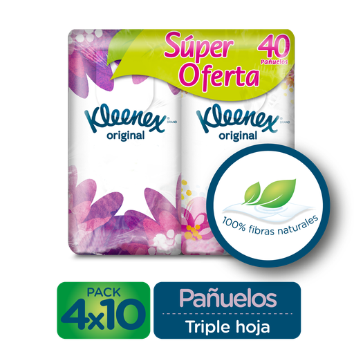 [001706] Pañuelo Facial Kleenex 4 Paquetes De 10 Unidades