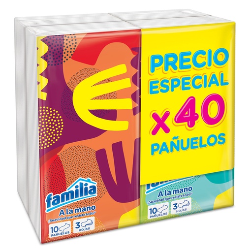 [009542] Pañuelos Faciales Familia Sin Aroma Triple Hoja 40 Unidades Precio Especial