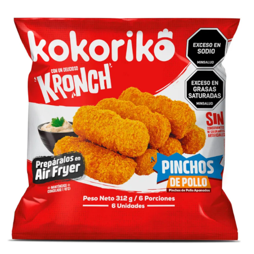[001027] Pinchos Pollo Kokoriko Apanados 6 Unidades 312Gr