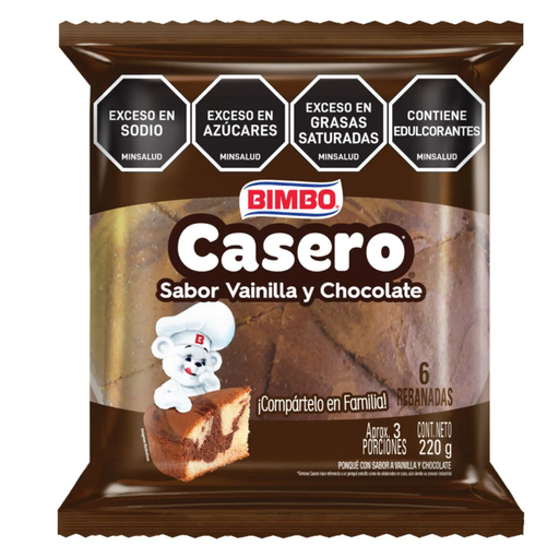 [016132] Ponque Casero Vainilla Y Chocolate Bimbo 220Gr