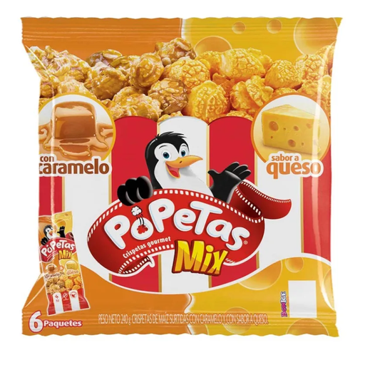 [041035] Popetas Caramelo Queso Mega Mix 6 Unidades 240Gr
