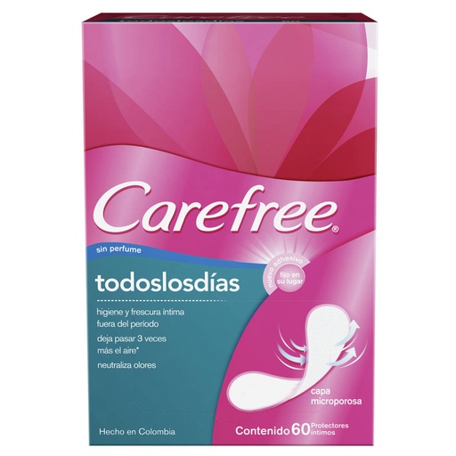 [012838] Protectores Carefree Brisa Sin Perfume 60 Unidades