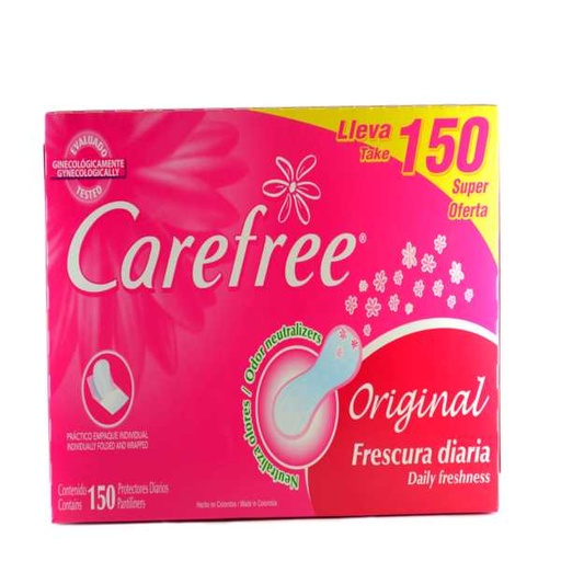 [000186] Protectores Carefree Original 150 Unidades