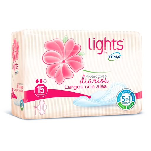 [047085] Protectores Lights By Tena Alas Largo 15 Unidades