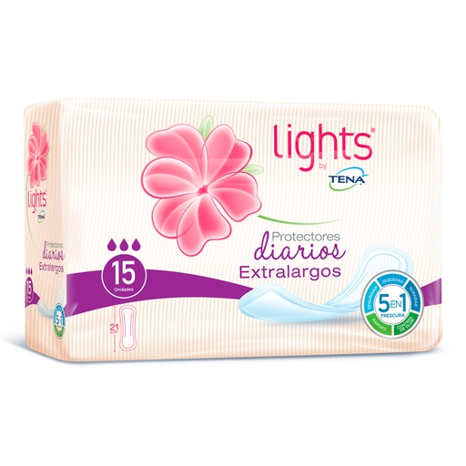 [047084] Protectores Lights By Tena Extralargo 15 Unidades