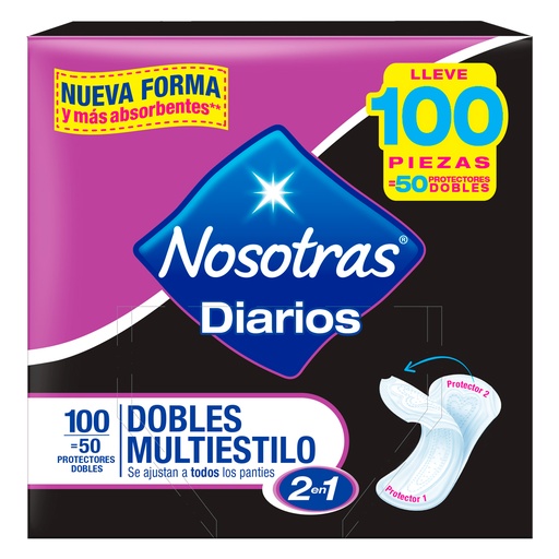 [000691] Protectores Nosotras Diarios Dobles Pague 50 Lleve 100 Unidades