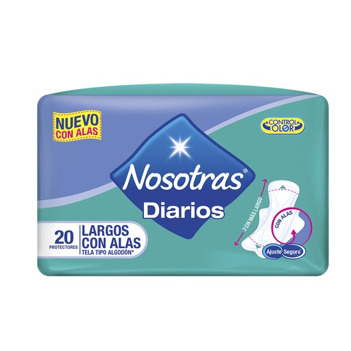 [048908] Protectores Nosotras Diarios Largos Alas 20 Unidades